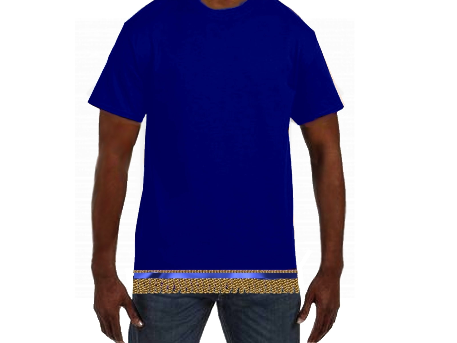 Israelite Judah Crown Short Sleeve T-Shirt With Gold Fringes