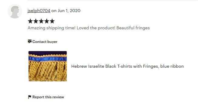 Hebrew Israelite White T-shirts With Fringes, Blue Ribbon 