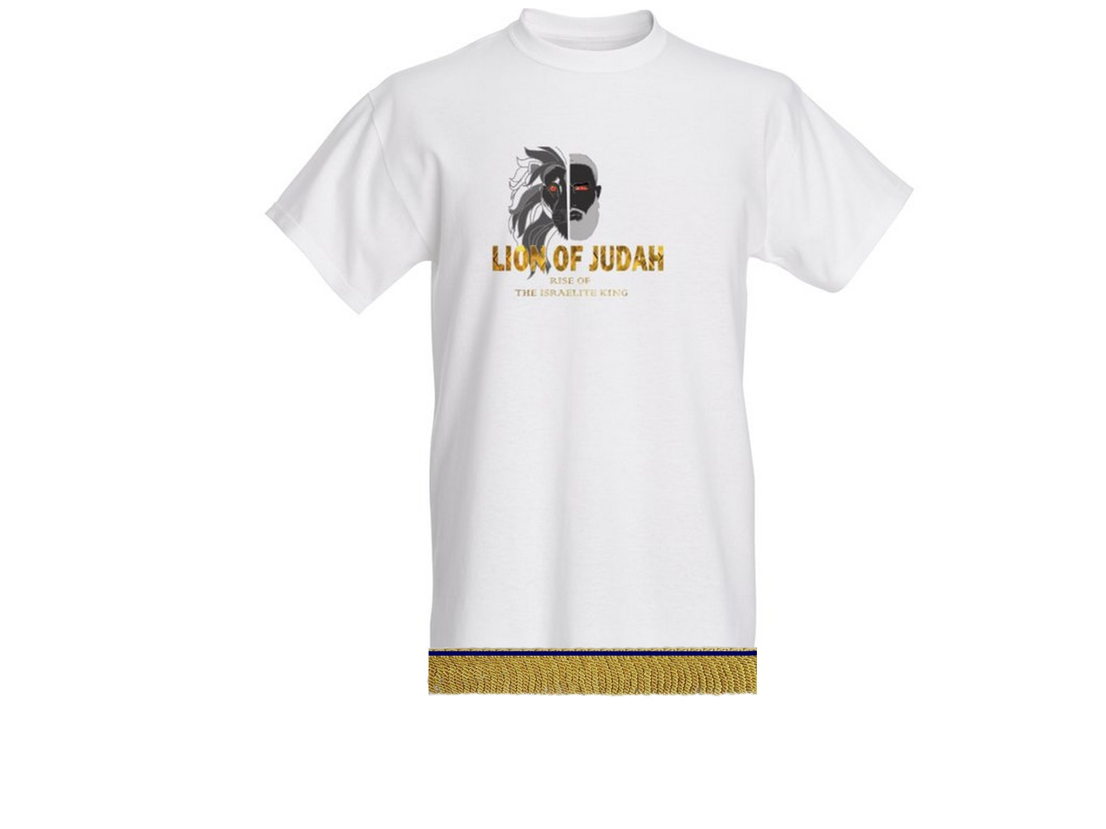 Hebrew Israelite Lion of Judah T-Shirt w/ Premium Gold Fringes 